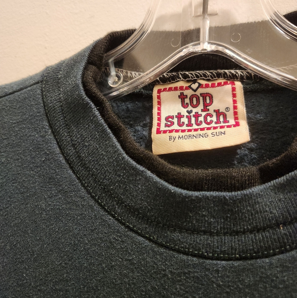 Vintage Dark Green Crewneck Embroidered Sweatshirt - Picture 5 of 7